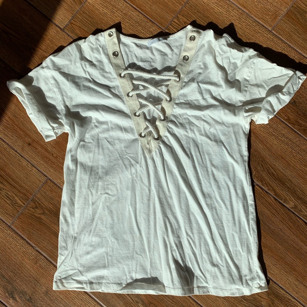Zara Trafaluc White Rope Top
